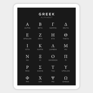 Greek Alphabet Chart - Greek Language Learning Chart - Black Magnet